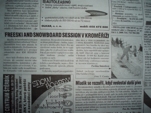 Freeski and snowboard session v Kromi